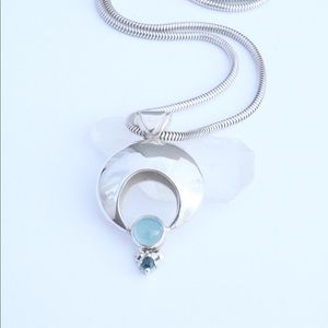 Aquamarine Pendant Sapphire Necklace Moon Sailormoon Jewelry
